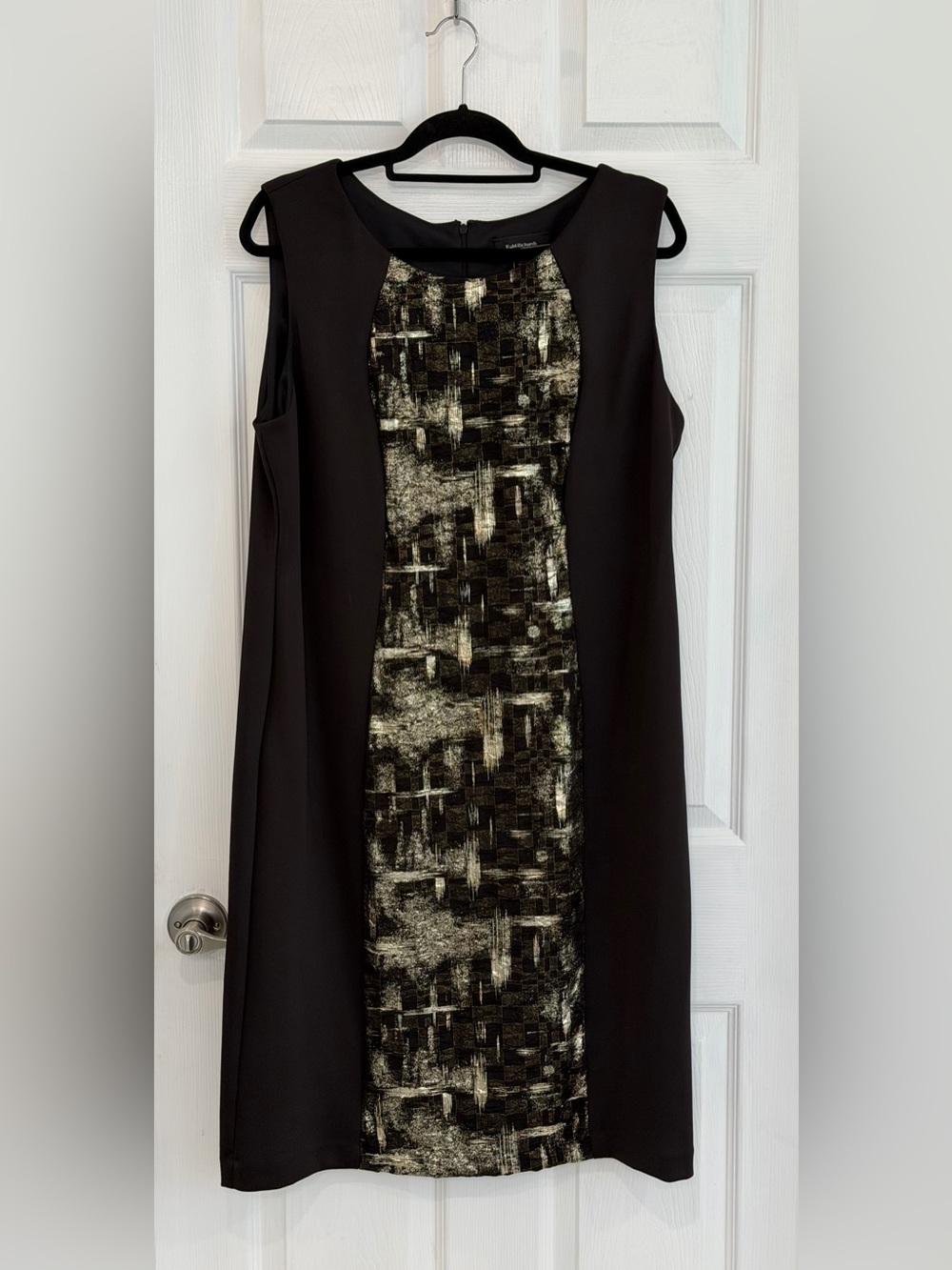 R&M Richards Black Dress with Metallic Gold-Accent Panel